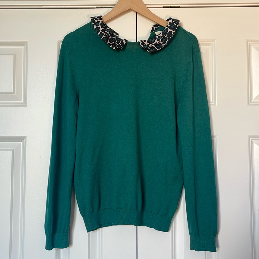Oasis Green Leopard Collar Sweater